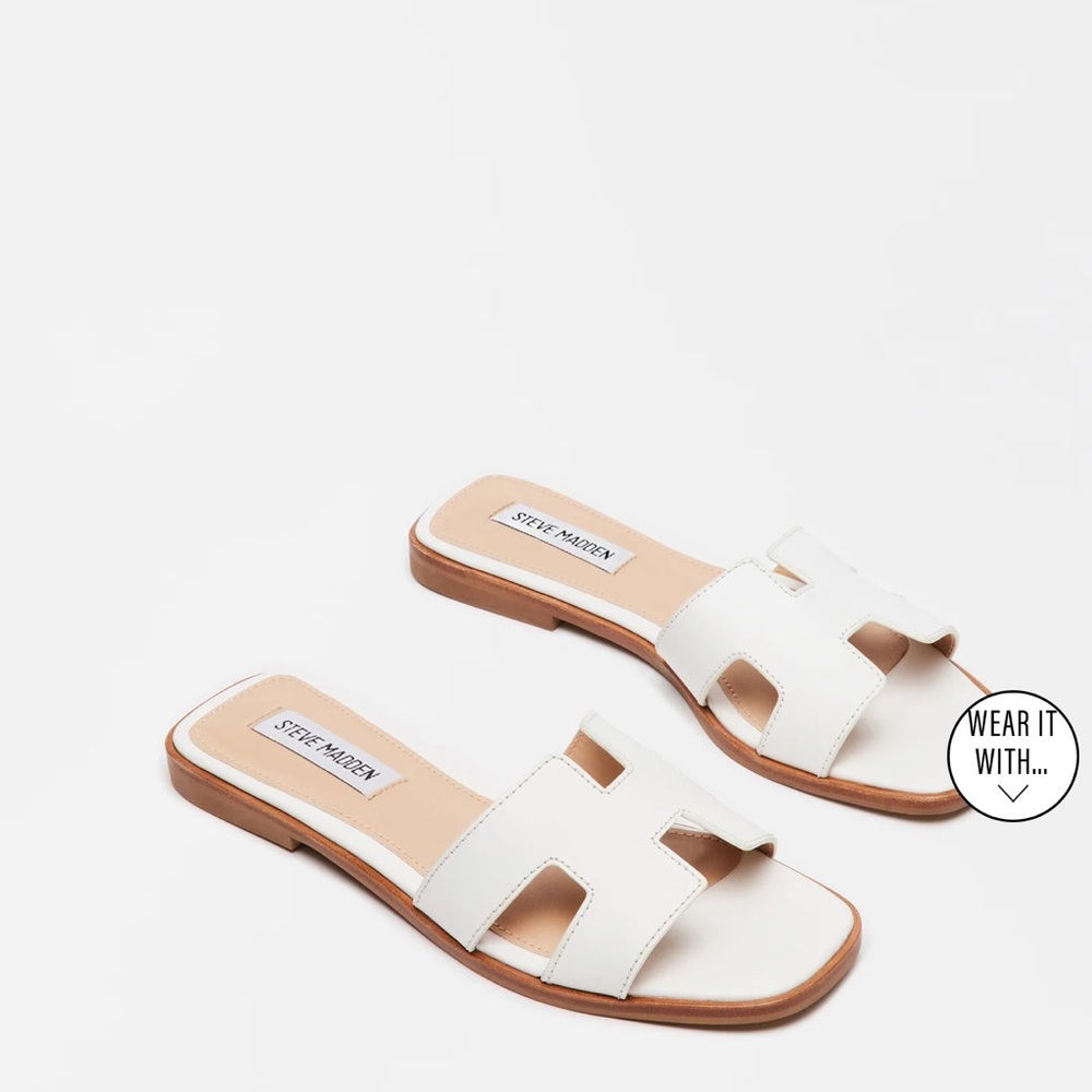 Steve Madden Cream Slide Sandals